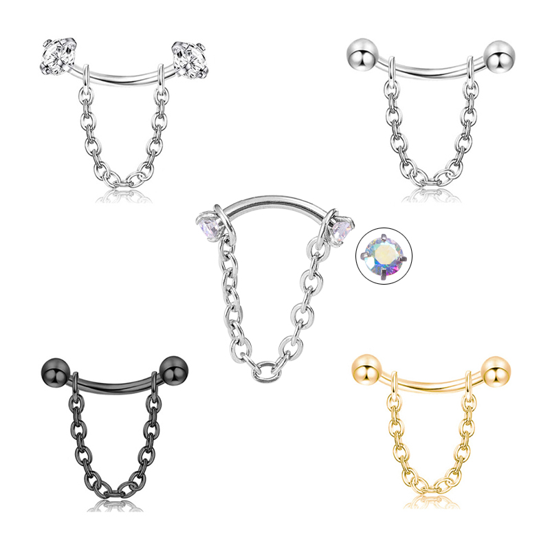Rook Curved Barbell - 1pc Zirkoon Bal Kegel Wenkbrauw Pierc