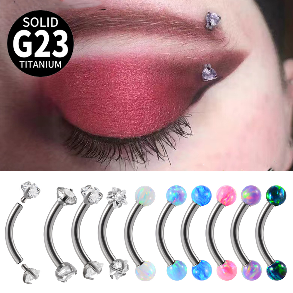 Rook Curved Barbell - 1Pc G23 Titanium Cz Inwendige Schroefdraad