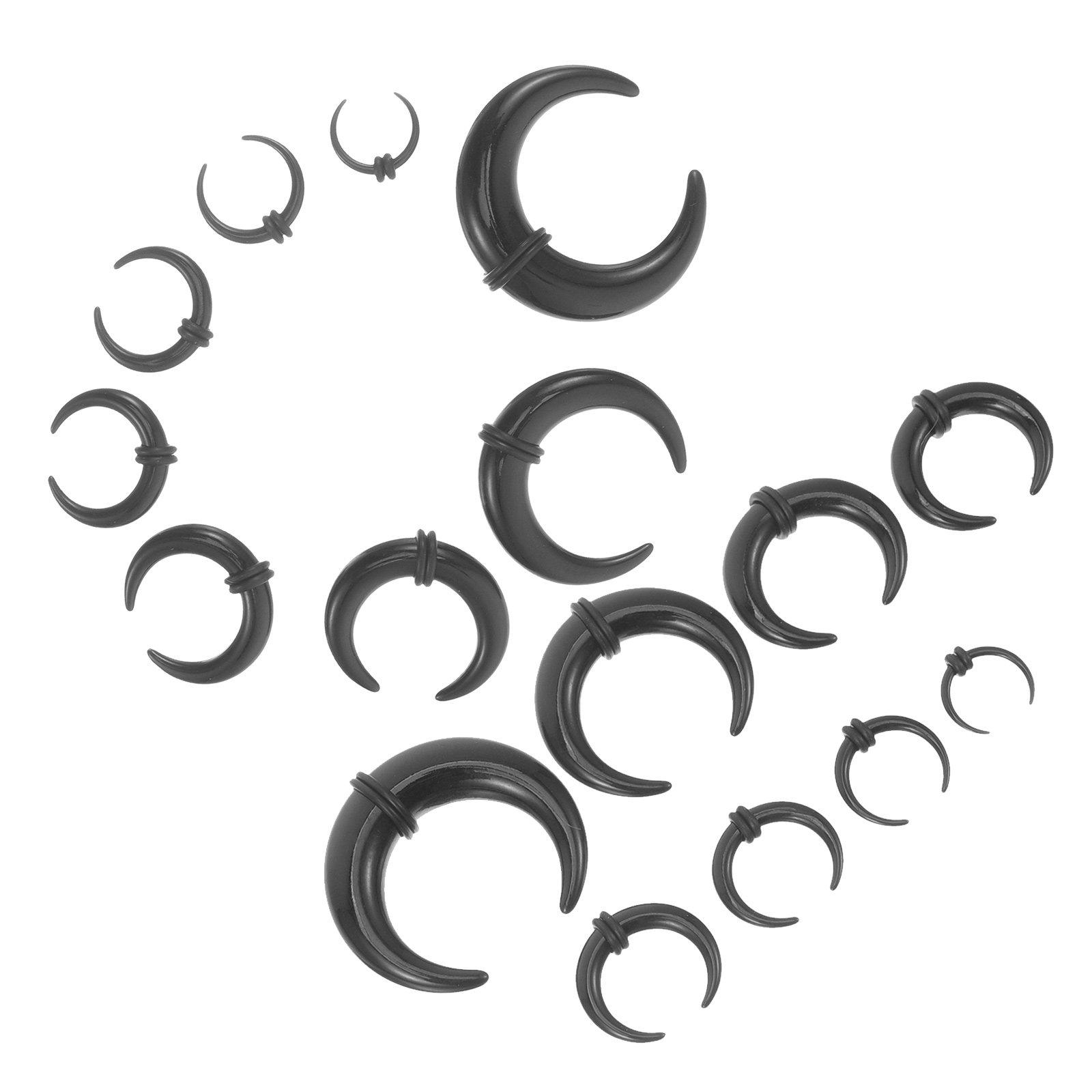 Body Jewelry For Sensitive Skin - 16-delige zwarte acryl septum ring set
