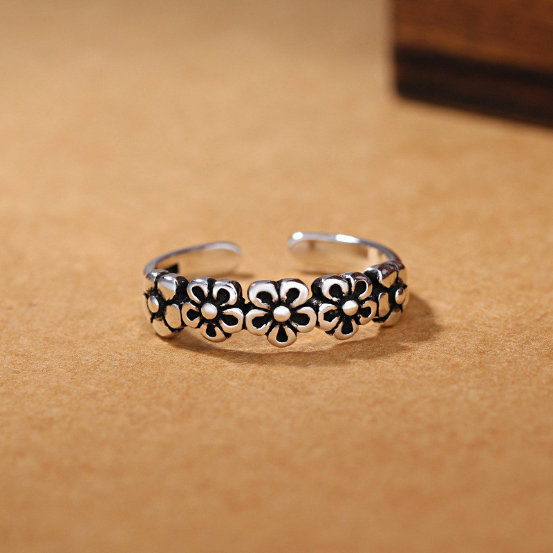 Body Jewelry Wholesale - 925 Sterling Zilveren Retro Bloem Verstelbare