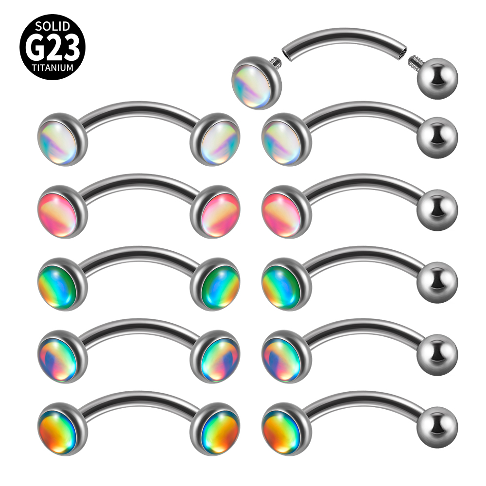 Rook Curved Barbell - 1Pc G23 Titanium 16G Flash Gem