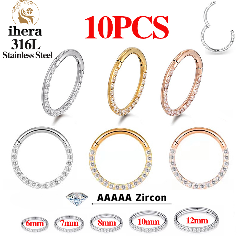 Body Jewelry Nose - 1/10PCS Rvs Neuspiercings Septum Clicker CZ