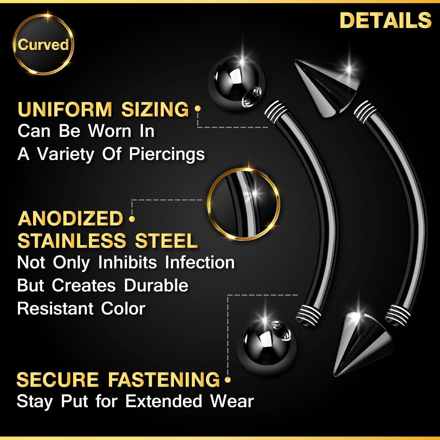 32-delige set chirurgisch staa - Rook Curved Barbell recensie en prijs