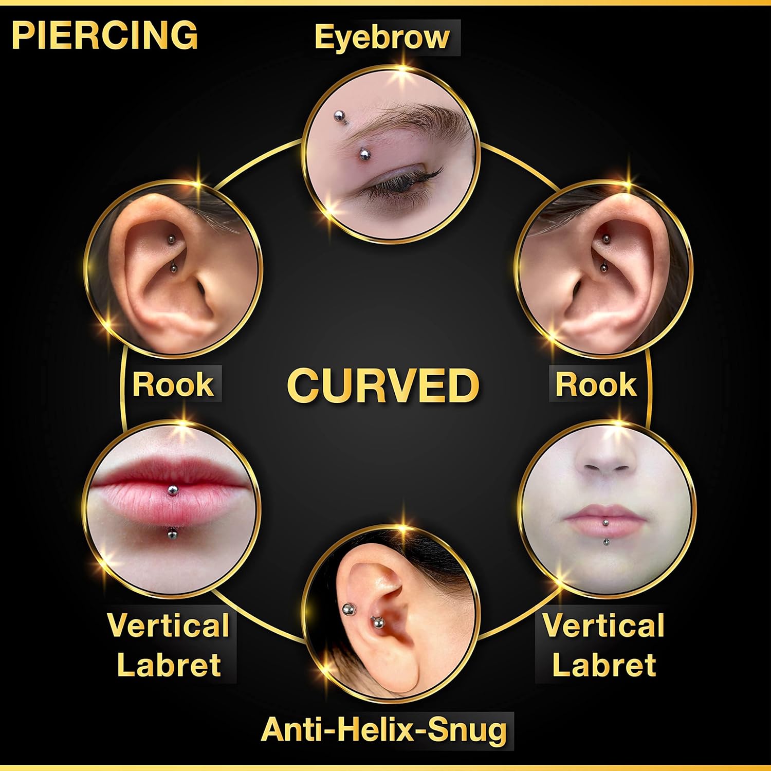 32-delige set chirurgisch staa - Rook Curved Barbell recensie en prijs