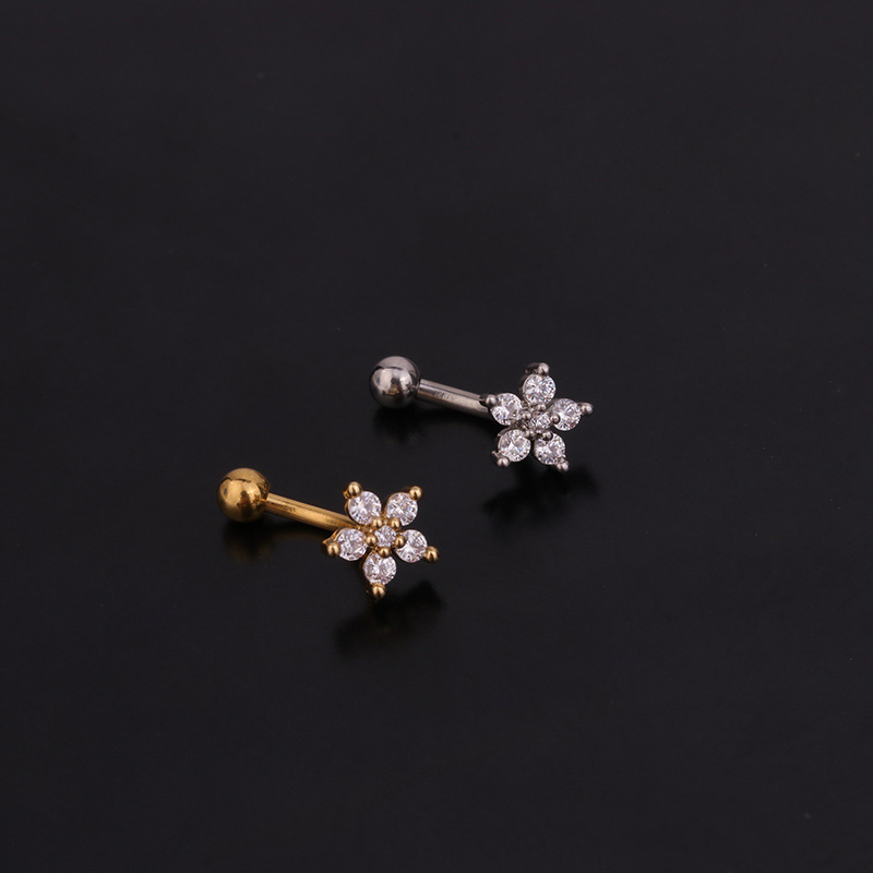 1PC Bloem Kroon CZ Wenkbrauw R - Rook Curved Barbell recensie en prijs