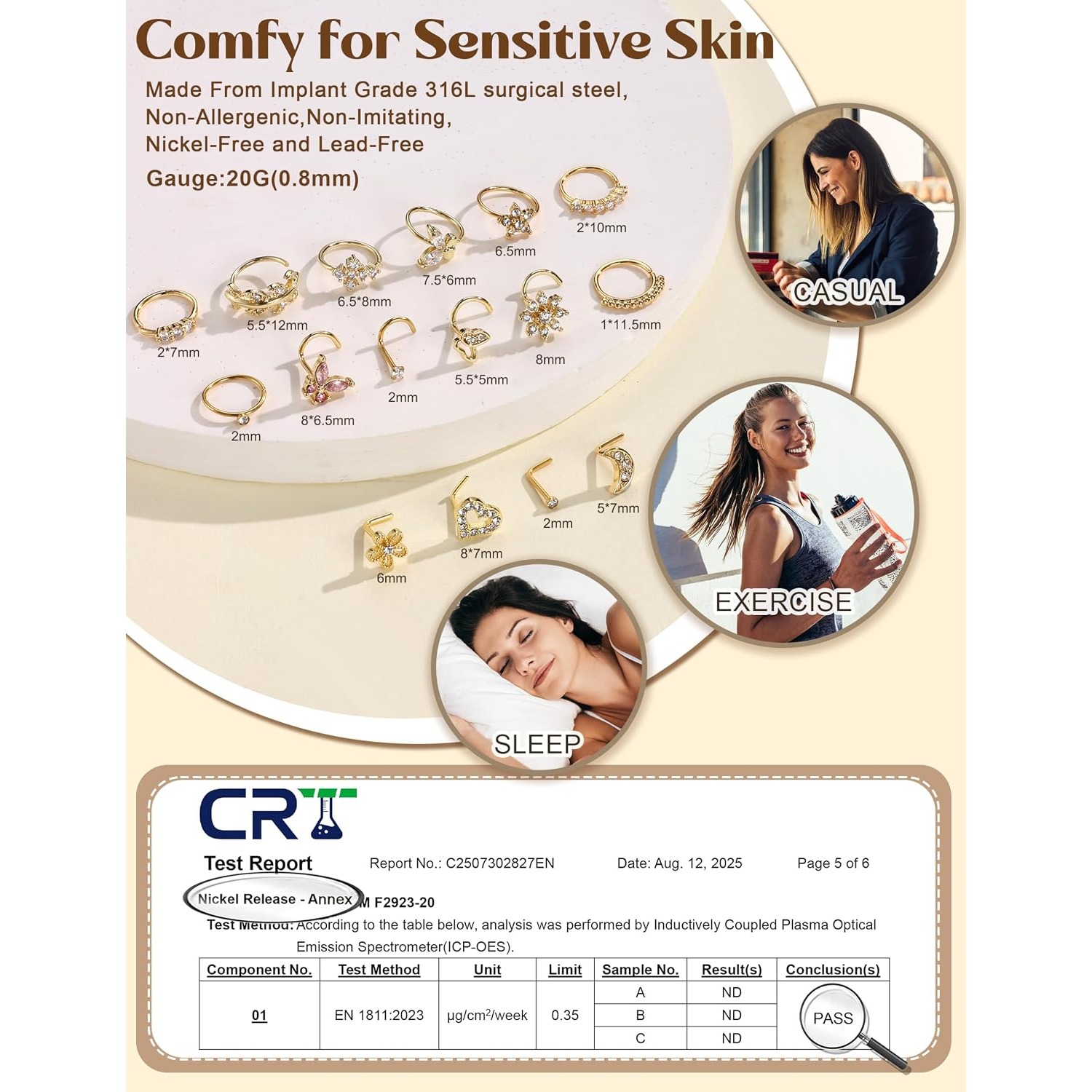 FASACCO 1 stuk neusring voor v - Body Jewelry For Sensitive Skin recensie en prijs