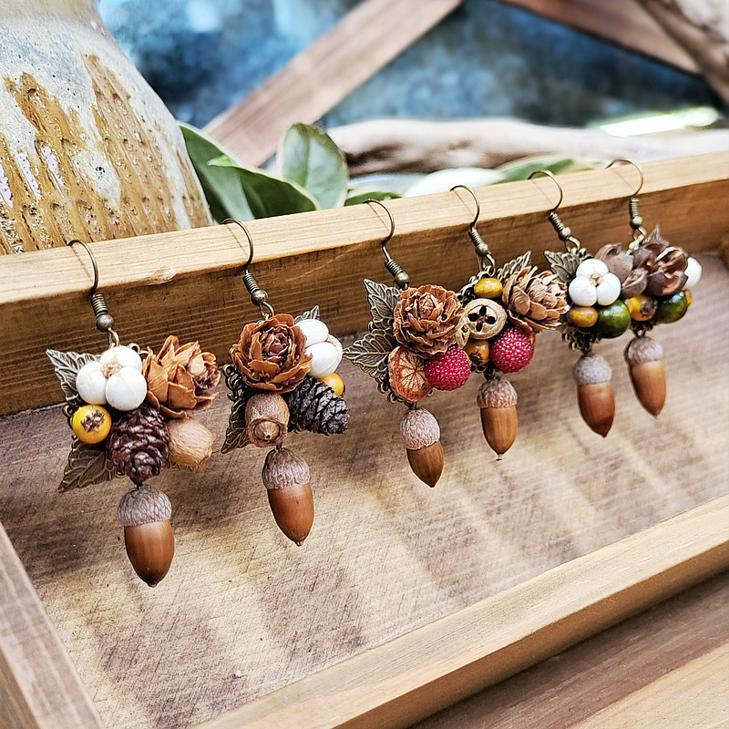 Vintage houten plantenoorbelle - Body Jewelry Wholesale recensie en prijs