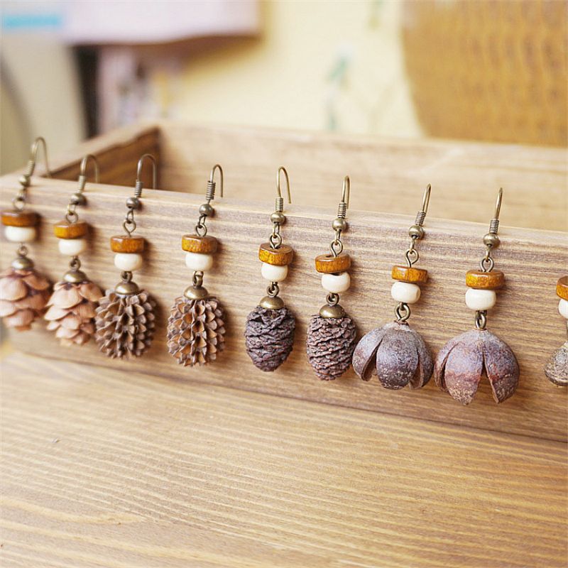 Vintage houten plantenoorbelle - Body Jewelry Wholesale recensie en prijs